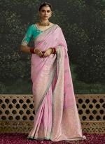 Dola Silk Light Pink Wedding Wear Embroidery Work Saree